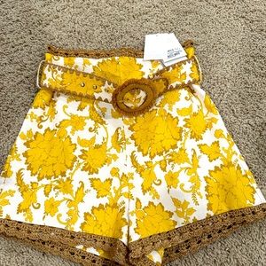 NEW WITH TAGS ZIMMERMANN POSTCARD FLORAL YELLOW SHORTS SIZE 0.